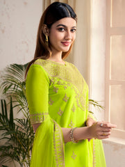 Women Ethnic Motifs Embroidered Regular Sequinned Kurta with Sharara & With Dupatta