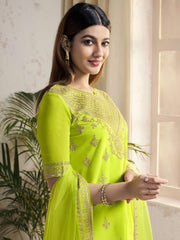 Women Ethnic Motifs Embroidered Regular Sequinned Kurta with Sharara & With Dupatta