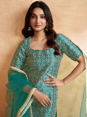 Green Women Floral Regular Kurta with Trousers & With Dupatta