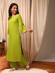 Green Women Regular Kurta with Trousers