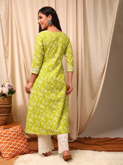 Green Women Ethnic Motifs Printed Thread Work Anarkali Kurta