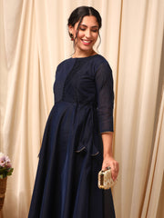 Navy Blue Women Thread Work Anarkali Kurta