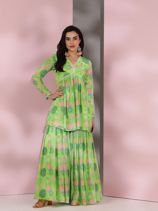 Embroidered V-Neck Top & Trousers Co-Ords