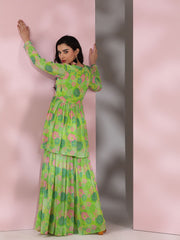 Embroidered V-Neck Top & Trousers Co-Ords