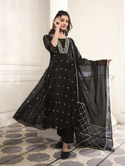 Women Floral Embroidered Empire Thread Work Kurta with Trousers & With Dupatta