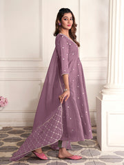 Women Floral Embroidered Empire Thread Work Kurta with Trousers & With Dupatta
