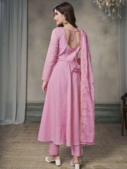 Women Embroidered Empire Sequinned Kurta with Trousers & With Dupatta