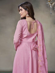 Women Embroidered Empire Sequinned Kurta with Trousers & With Dupatta