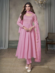 Women Embroidered Empire Sequinned Kurta with Trousers & With Dupatta