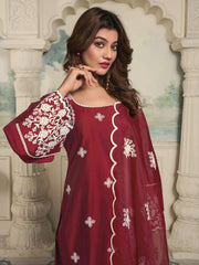 Women Floral Embroidered Regular Thread Work Kurta with Trousers & With Dupatta