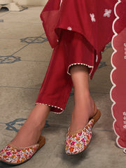 Women Floral Embroidered Regular Thread Work Kurta with Trousers & With Dupatta