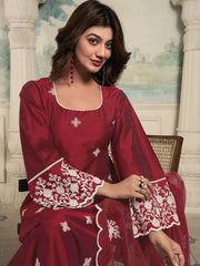 Women Floral Embroidered Regular Thread Work Kurta with Trousers & With Dupatta