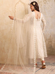 Women Floral Embroidered Round Neck Anarkali Kurta With Trousers & Dupatta