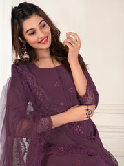 Women Floral Embroidered Regular Thread Work Kurta with Trousers & With Dupatta