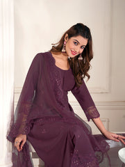 Women Floral Embroidered Regular Thread Work Kurta with Trousers & With Dupatta