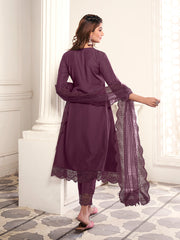 Women Floral Embroidered Regular Thread Work Kurta with Trousers & With Dupatta