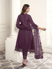 Women Floral Embroidered Regular Thread Work Kurta with Trousers & With Dupatta