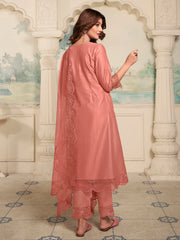 Women Floral Embroidered Regular Thread Work Kurta with Trousers & With Dupatta