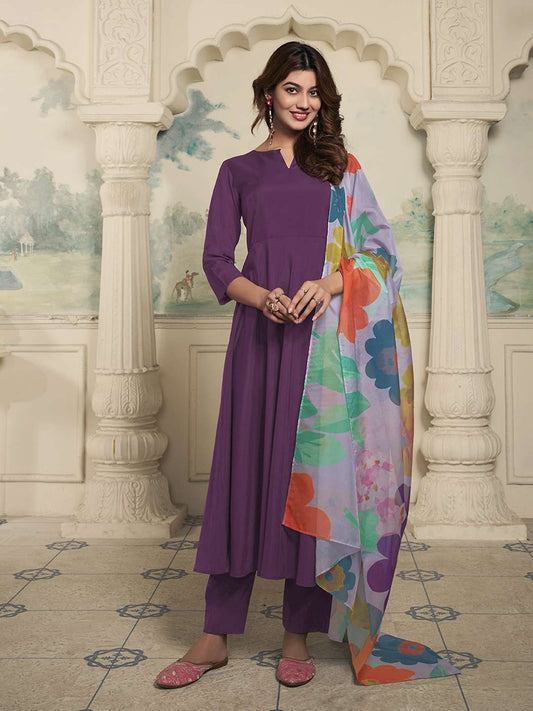 Women Regular Kurta with Trousers & With Dupatta
