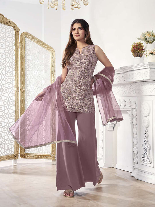 Women Paisley Embroidered Regular Thread Work Kurta with Palazzos & With Dupatta