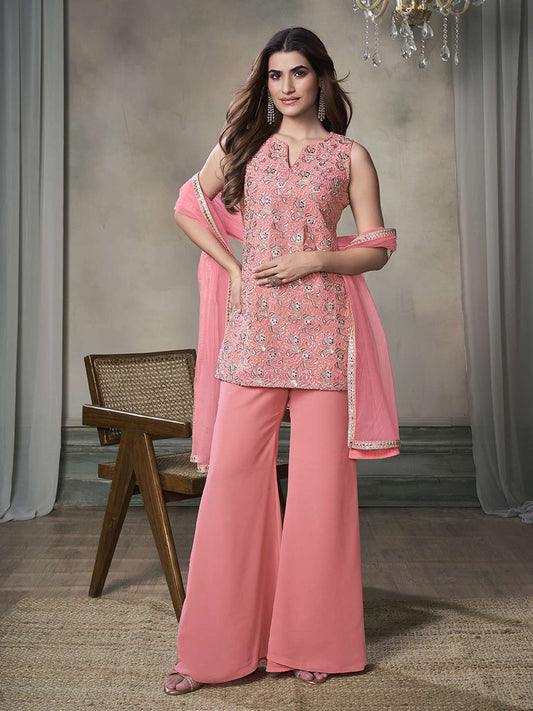 Women Paisley Embroidered Regular Thread Work Kurta with Sharara & With Dupatta