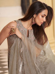 Women Paisley Embroidered Regular Thread Work Kurti with Palazzos & With Dupatta