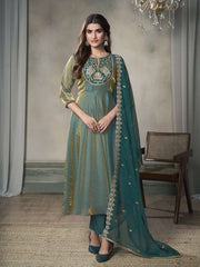 Women Floral Yoke Design Regular Kurta with Trousers & With Dupatta