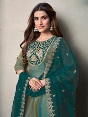 Women Floral Yoke Design Regular Kurta with Trousers & With Dupatta