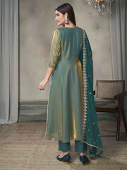 Women Floral Yoke Design Regular Kurta with Trousers & With Dupatta