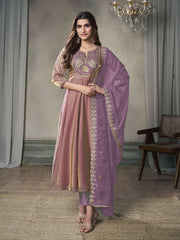 Women Floral Zari Sequinned A-Line Kurta Set with Embroidered Dupatta
