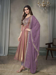 Women Floral Zari Sequinned A-Line Kurta Set with Embroidered Dupatta