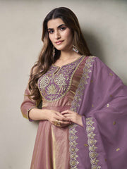 Women Floral Zari Sequinned A-Line Kurta Set with Embroidered Dupatta