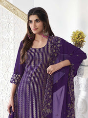 Women Floral Embroidered Regular Kurta with Palazzos & With Dupatta