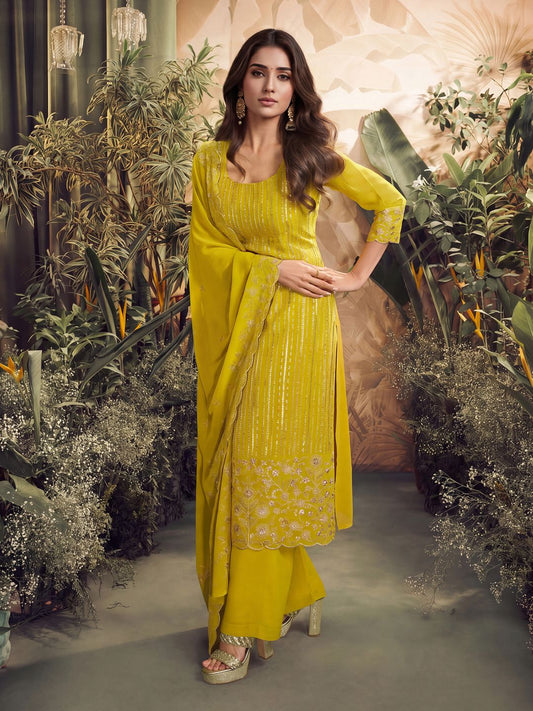 Women Floral Embroidered Regular Kurta with Palazzos & With Dupatta