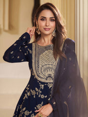 Women Floral Embroidered Regular Thread Work Kurta with Sharara & With Dupatta