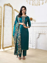 Women Floral Yoke Design Regular Kurta with Trousers & With Dupatta