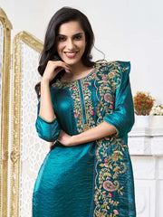 Women Floral Yoke Design Regular Kurta with Trousers & With Dupatta