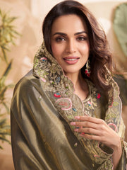 Women Floral Embroidered Regular Kurta with Trousers & With Dupatta