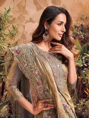 Women Floral Embroidered Regular Kurta with Trousers & With Dupatta