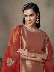 Women Ethnic Motifs Regular Kurta with Trousers & With Dupatta