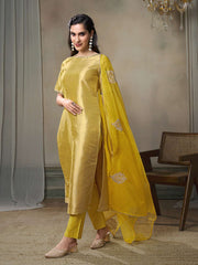 Paisley Woven Design Kurta With Trousers & Dupatta
