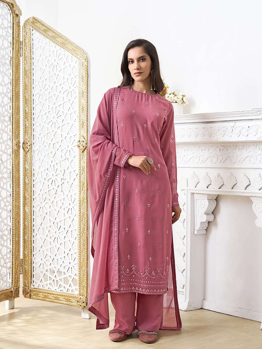 Women Ethnic Motifs Embroidered Regular Sequinned Kurta with Palazzos & With Dupatta