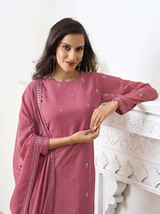 Women Ethnic Motifs Embroidered Regular Sequinned Kurta with Palazzos & With Dupatta