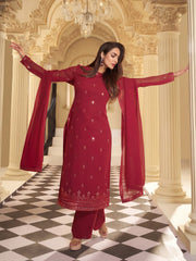 Women Ethnic Motifs Embroidered Regular Sequinned Kurta with Palazzos & With Dupatta