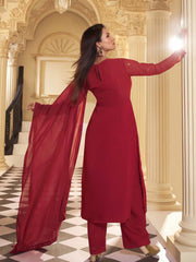 Women Ethnic Motifs Embroidered Regular Sequinned Kurta with Palazzos & With Dupatta