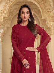 Women Ethnic Motifs Embroidered Regular Sequinned Kurta with Palazzos & With Dupatta