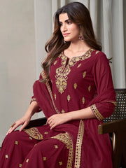 Women Floral Embroidered Regular Kurta with Sharara & With Dupatta