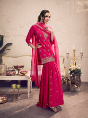 Women Floral Embroidered Regular Kurta with Sharara & With Dupatta