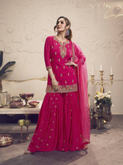 Women Floral Embroidered Regular Kurta with Sharara & With Dupatta