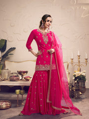 Women Floral Embroidered Regular Kurta with Sharara & With Dupatta